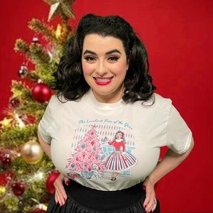 Rockin Around the Pink Christmas Tree Pinup Top